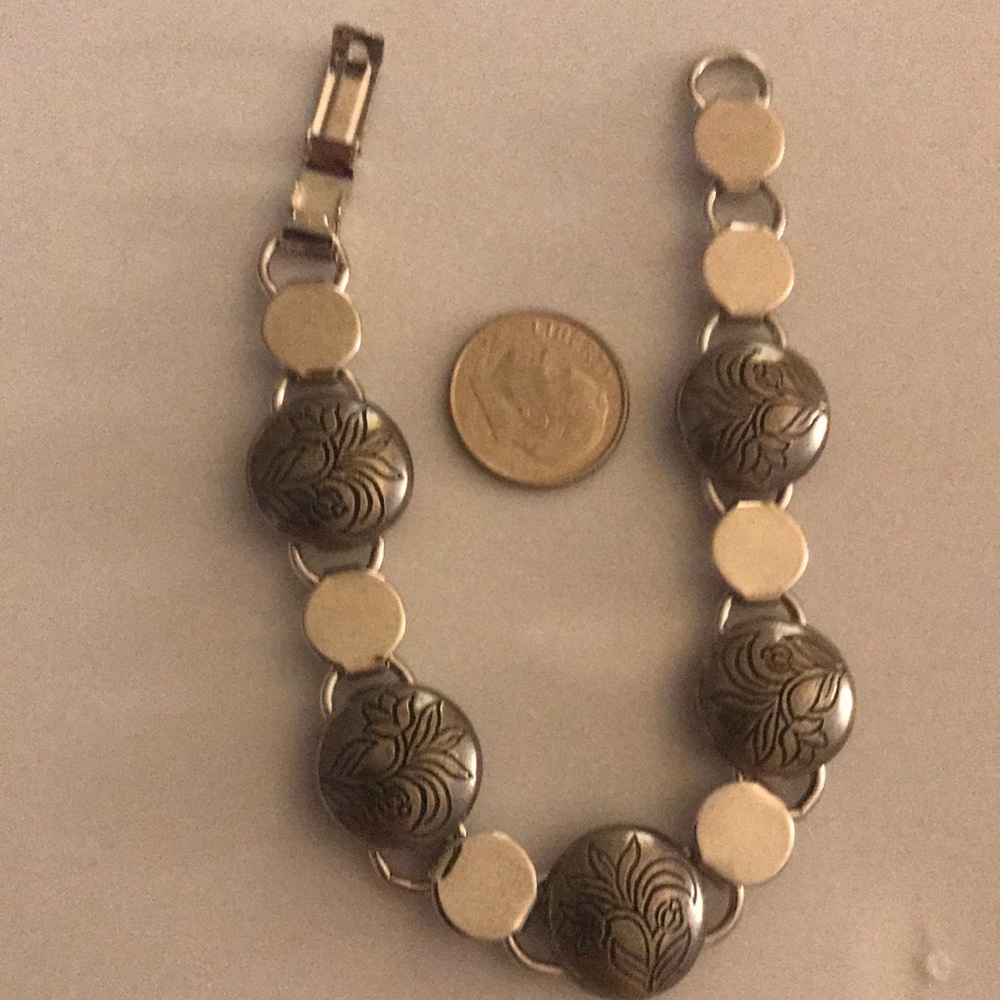 8” silver button bracelet